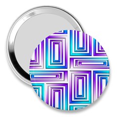 Geometric 3d Metallic Aqua Purple 3  Handbag Mirrors