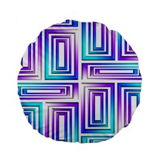 Geometric 3d Metallic Aqua Purple Standard 15  Premium Round Cushions