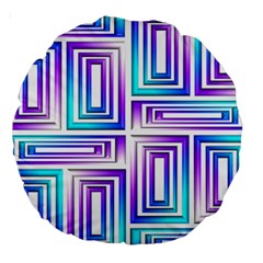 Geometric 3d Metallic Aqua Purple Large 18  Premium Round Cushions