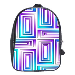 Geometric 3d Metallic Aqua Purple School Bag (XL)