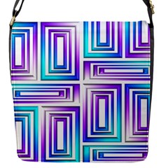 Geometric 3d Metallic Aqua Purple Flap Messenger Bag (S)