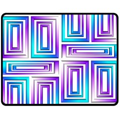 Geometric 3d Metallic Aqua Purple Double Sided Fleece Blanket (Medium) 