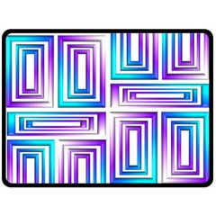 Geometric 3d Metallic Aqua Purple Double Sided Fleece Blanket (Large) 