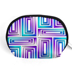 Geometric 3d Metallic Aqua Purple Accessory Pouches (Medium) 