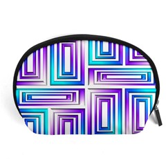 Geometric 3d Metallic Aqua Purple Accessory Pouches (Large) 