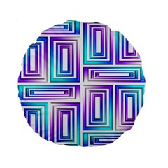 Geometric 3d Metallic Aqua Purple Standard 15  Premium Flano Round Cushions