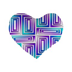 Geometric 3d Metallic Aqua Purple Standard 16  Premium Flano Heart Shape Cushions