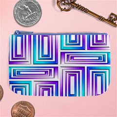 Geometric 3d Metallic Aqua Purple Large Coin Purse