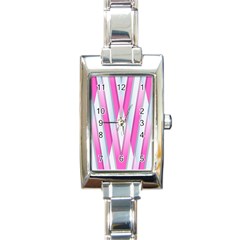 Geometric 3d Design Pattern Pink Rectangle Italian Charm Watch by Nexatart