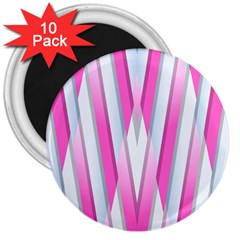 Geometric 3d Design Pattern Pink 3  Magnets (10 Pack)  by Nexatart