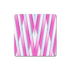 Geometric 3d Design Pattern Pink Square Magnet by Nexatart