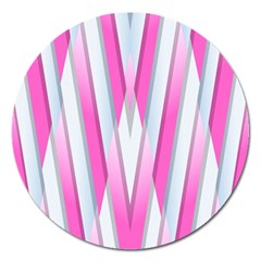 Geometric 3d Design Pattern Pink Magnet 5  (round) by Nexatart