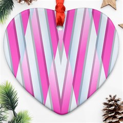 Geometric 3d Design Pattern Pink Heart Ornament (two Sides) by Nexatart