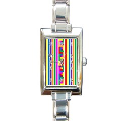 Rainbow Geometric Design Spectrum Rectangle Italian Charm Watch by Nexatart