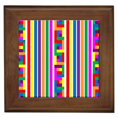 Rainbow Geometric Design Spectrum Framed Tiles by Nexatart