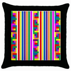 Rainbow Geometric Design Spectrum Throw Pillow Case (black) by Nexatart