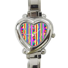 Rainbow Geometric Design Spectrum Heart Italian Charm Watch