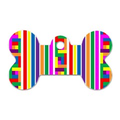 Rainbow Geometric Design Spectrum Dog Tag Bone (one Side) by Nexatart