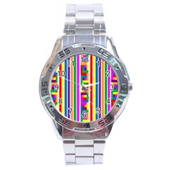 Rainbow Geometric Design Spectrum Stainless Steel Analogue Watch by Nexatart