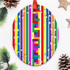 Rainbow Geometric Design Spectrum Ornament (oval Filigree) by Nexatart