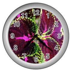 Plant Purple Green Leaves Garden Wall Clocks (silver) 