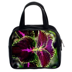 Plant Purple Green Leaves Garden Classic Handbags (2 Sides) by Nexatart