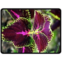 Plant Purple Green Leaves Garden Fleece Blanket (large)  by Nexatart