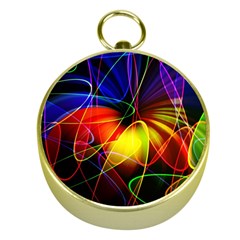 Fractal Pattern Abstract Chaos Gold Compasses