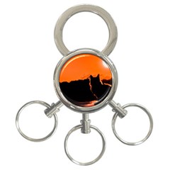 Sunset Cat Shadows Silhouettes 3-ring Key Chains by Nexatart