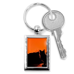 Sunset Cat Shadows Silhouettes Key Chains (rectangle)  by Nexatart