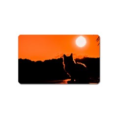 Sunset Cat Shadows Silhouettes Magnet (name Card) by Nexatart