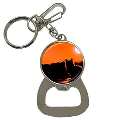 Sunset Cat Shadows Silhouettes Button Necklaces by Nexatart