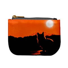 Sunset Cat Shadows Silhouettes Mini Coin Purses by Nexatart