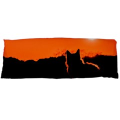 Sunset Cat Shadows Silhouettes Body Pillow Case (dakimakura) by Nexatart