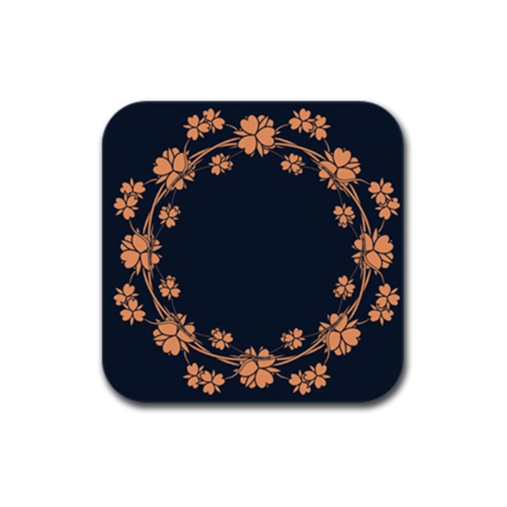 Floral Vintage Royal Frame Pattern Rubber Square Coaster (4 pack) 