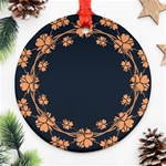 Floral Vintage Royal Frame Pattern Round Ornament (Two Sides) Back