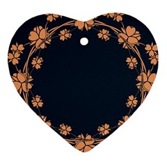 Floral Vintage Royal Frame Pattern Heart Ornament (two Sides) by Nexatart