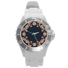 Floral Vintage Royal Frame Pattern Round Plastic Sport Watch (l) by Nexatart