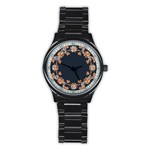 Floral Vintage Royal Frame Pattern Stainless Steel Round Watch Front