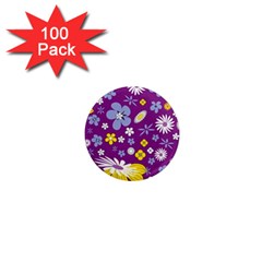 Floral Flowers 1  Mini Magnets (100 Pack) 