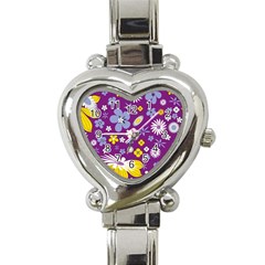 Floral Flowers Heart Italian Charm Watch