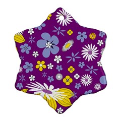 Floral Flowers Snowflake Ornament (two Sides)