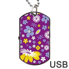 Floral Flowers Dog Tag Usb Flash (two Sides)