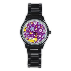 Floral Flowers Stainless Steel Round Watch by Nexatart