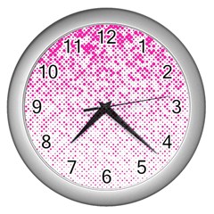 Halftone Dot Background Pattern Wall Clocks (silver) 