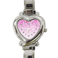 Halftone Dot Background Pattern Heart Italian Charm Watch by Nexatart