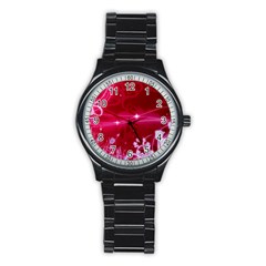 Crystal Flowers Stainless Steel Round Watch