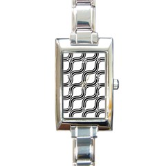 Diagonal Pattern Background Black And White Rectangle Italian Charm Watch