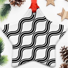 Diagonal Pattern Background Black And White Ornament (star) by Sapixe