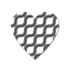 Diagonal Pattern Background Black And White Heart Magnet by Sapixe